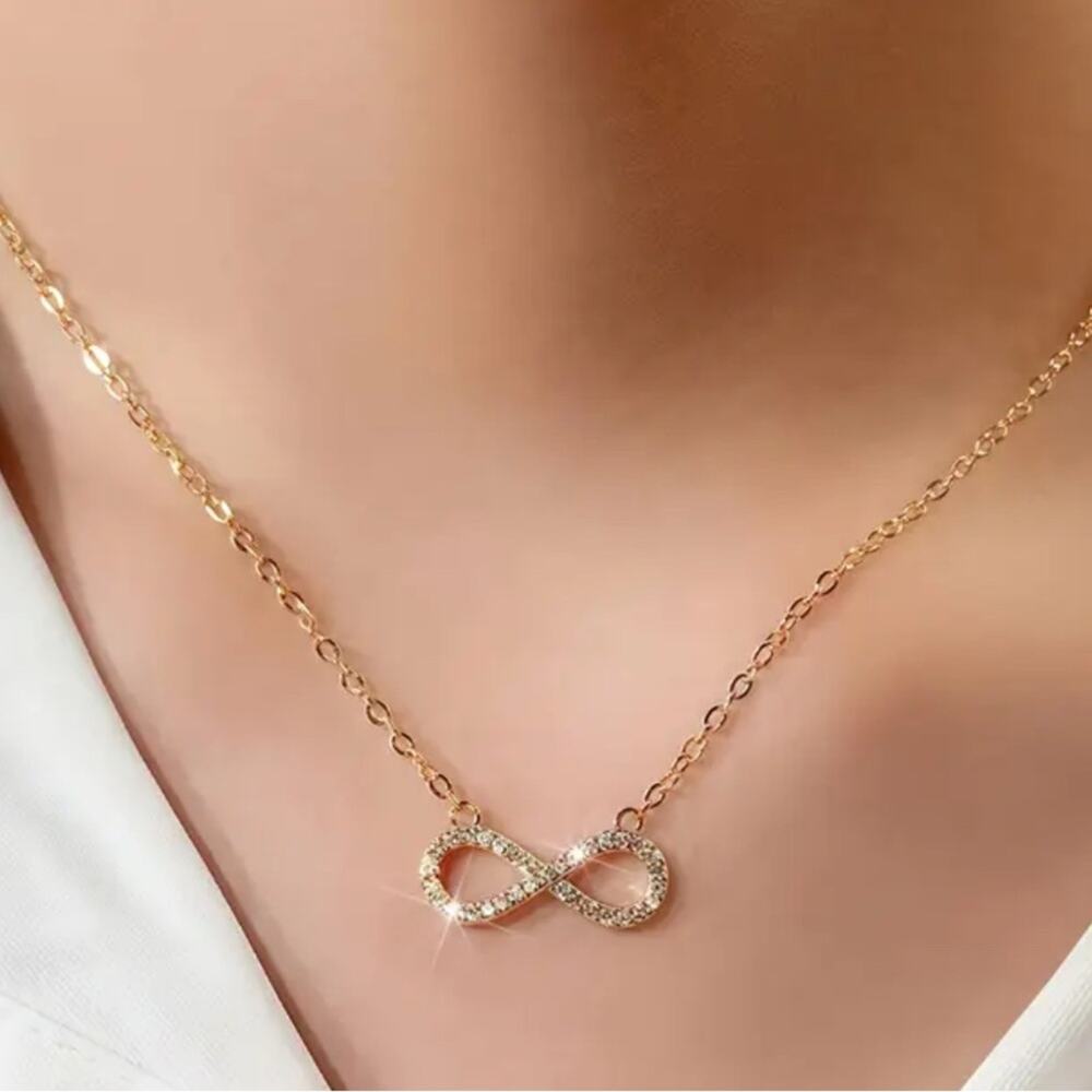 Rhinestone Infinity Gold Necklace